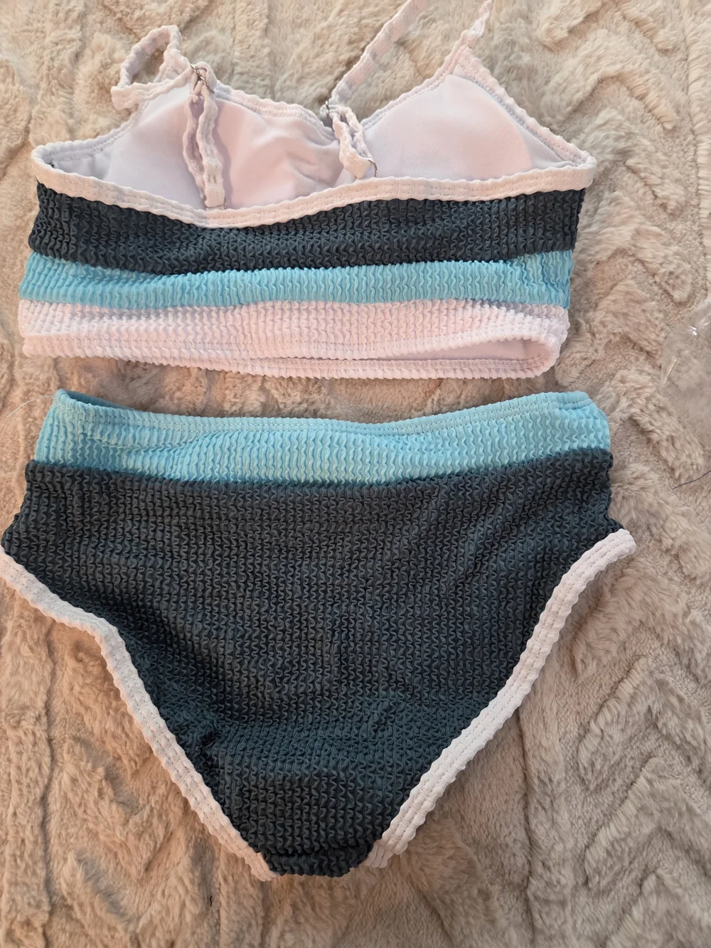 Girls Two-Piece Swim‎ Set in Teal and Light Blue Bikini Girls Size 7/8 Swimwear
